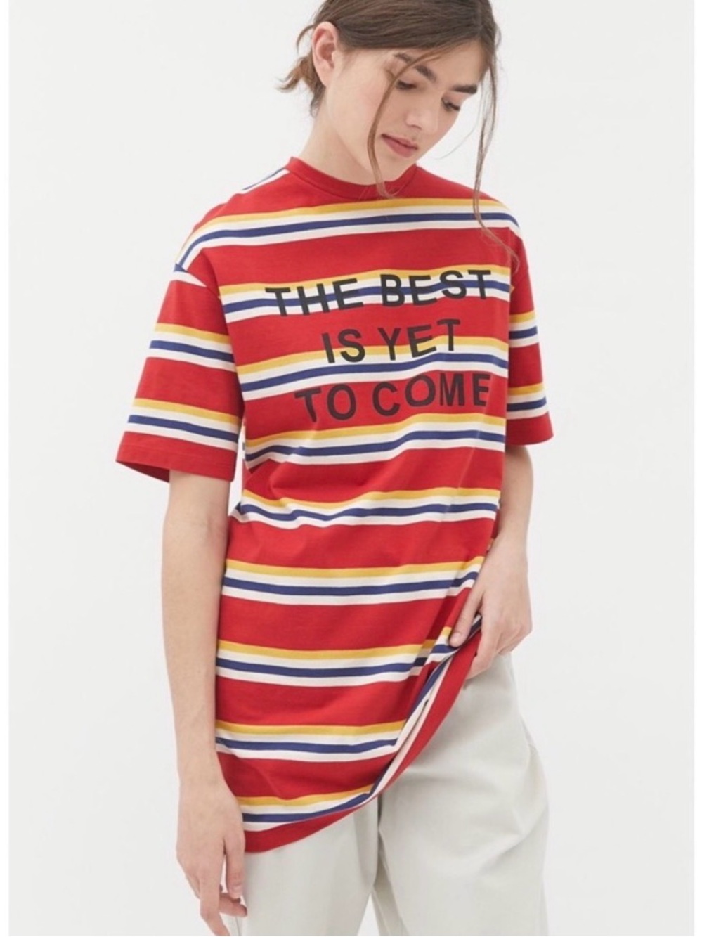 Urban Outfitters Striped "The Best Is Yet To Come" Graphic Tee S/M